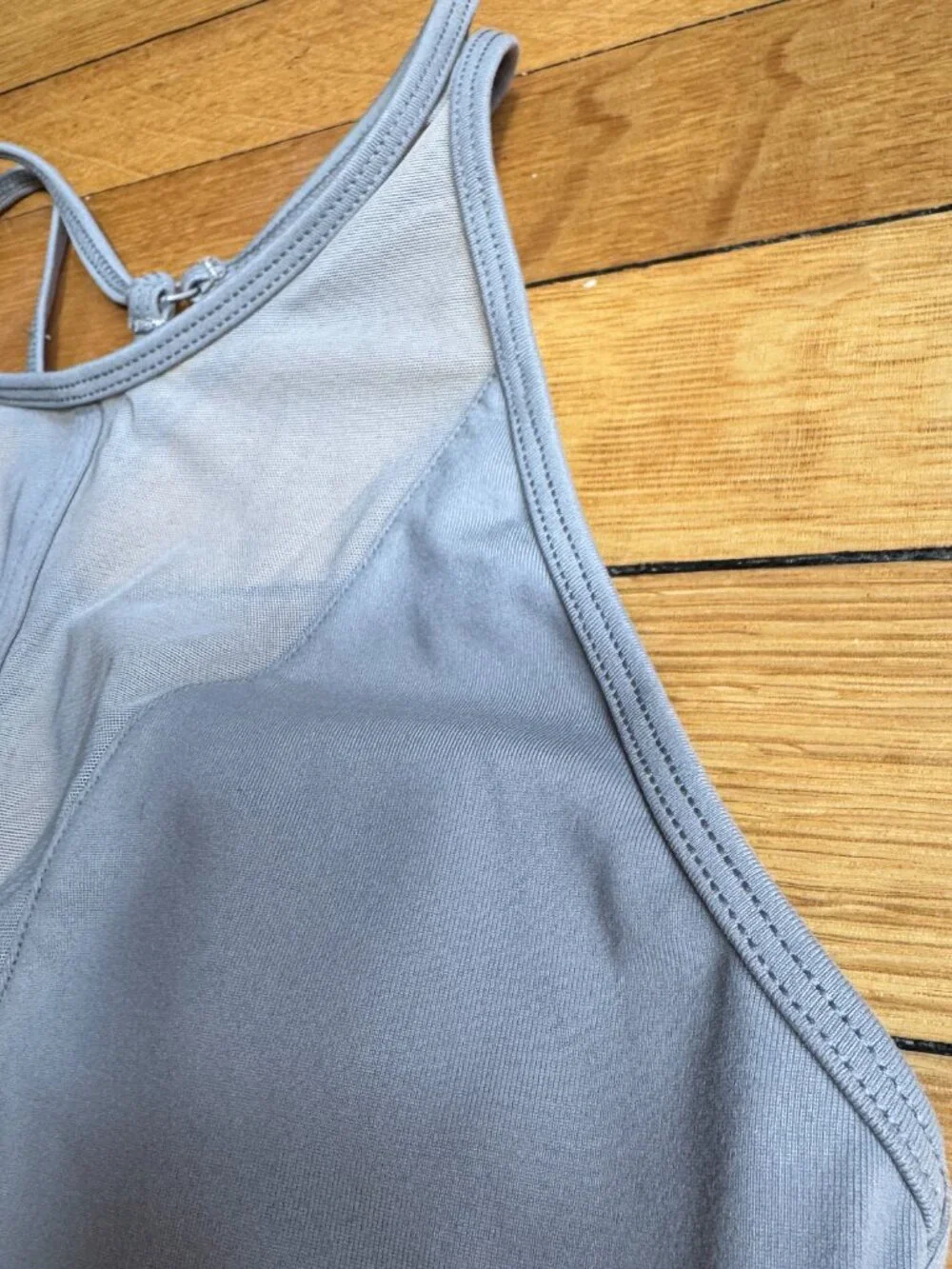 Alo Yoga Women's Empower High Neck Mesh Yoga Sports Bra In Gravel Neutral Small
